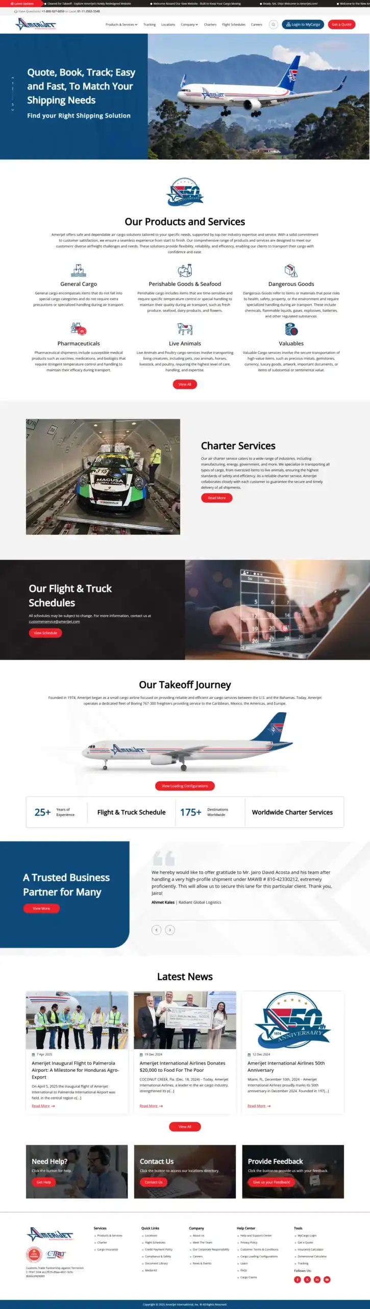 Web Design Success for Amerijet Delivered Results Web Design Success for Amerijet Delivered Results